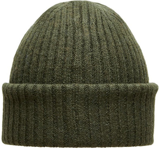 Beanie Männer Beanie mit Rippstrick in Khaki Farbe