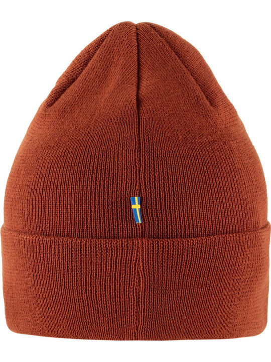 Vardag Beanie Unisex Σκούφος με Rib Πλέξη σε Πορτοκαλί χρώμα