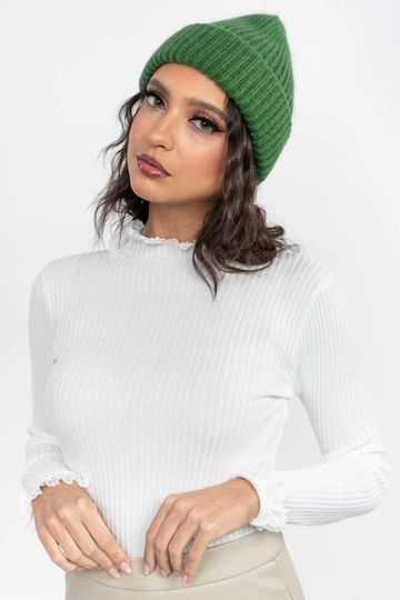 Beanie Unisex Σκούφος με Rib Πλέξη σε Πράσινο χρώμα