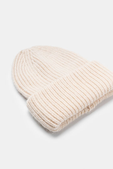 Beanie Unisex Σκούφος Πλεκτός σε Μπεζ χρώμα
