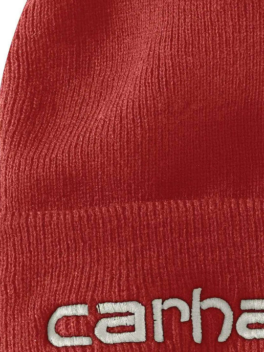 Carhartt HAT Beanie Unisex Σκούφος με Rib Πλέξη σε Κόκκινο χρώμα