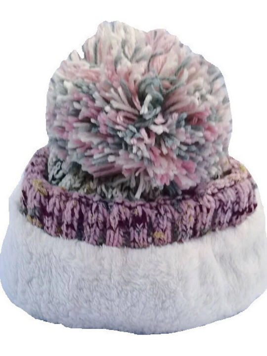 Pom Pom Beanie Beanie Knitted in Gray color