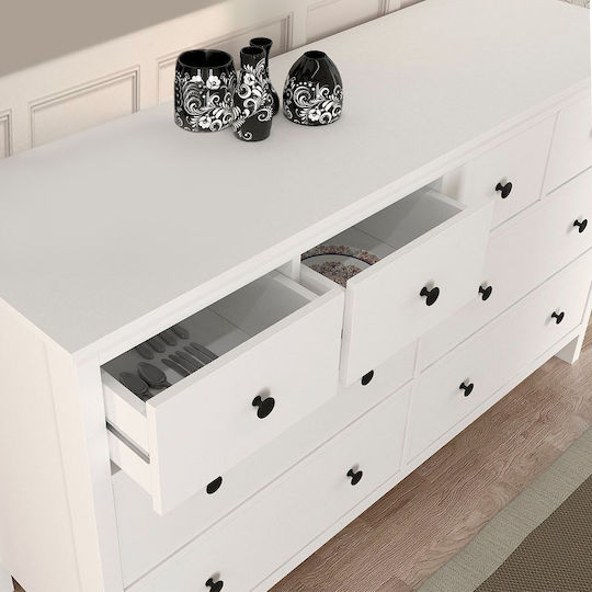 Bufet Sabina Din Lemn Cu Sertare Alb 160x50x96cm