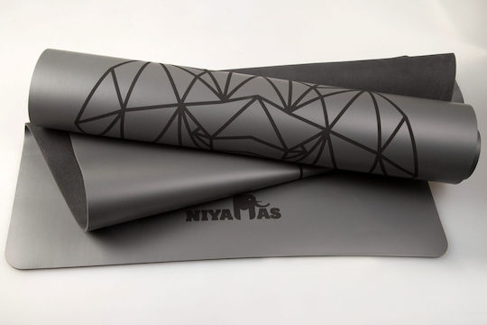 Niyamas Exercise Mat Gray with Carry Strap (183x68x0.5cm)
