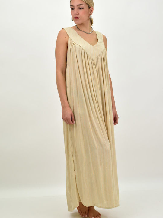 Potre Damen Maxi Kaftan Strand Beige