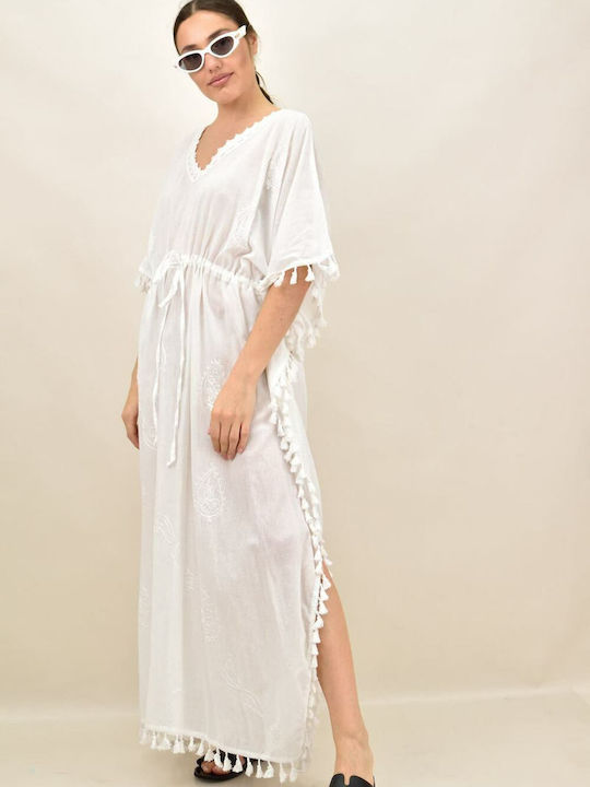Potre Women's Maxi Caftan Beachwear White