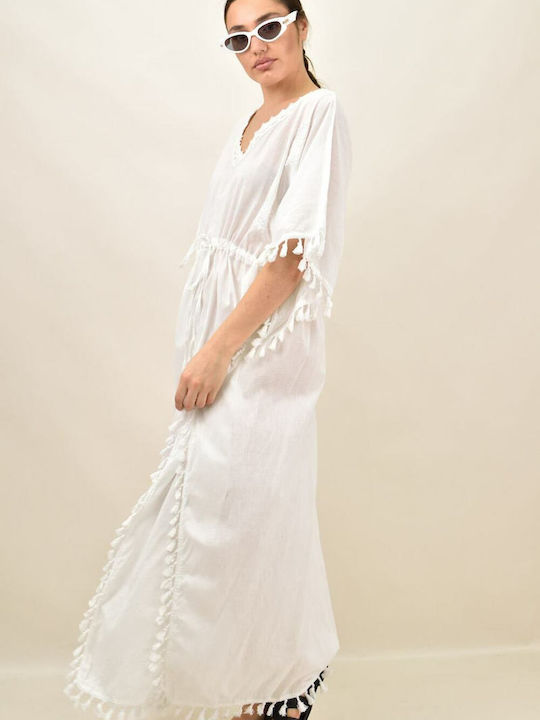 Potre Women's Maxi Caftan Beachwear White