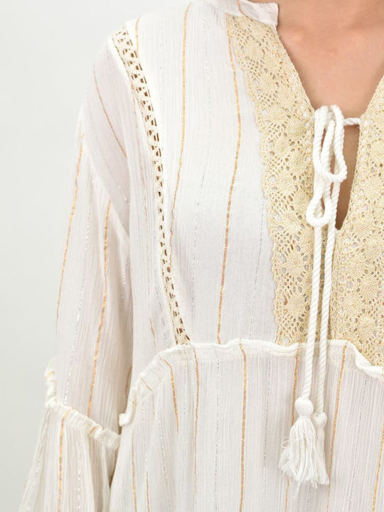 Potre Feminin Caftan de Plajă Auriu