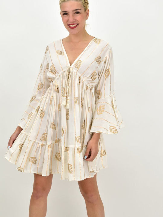 Potre Feminin Scurt Caftan de Plajă Auriu