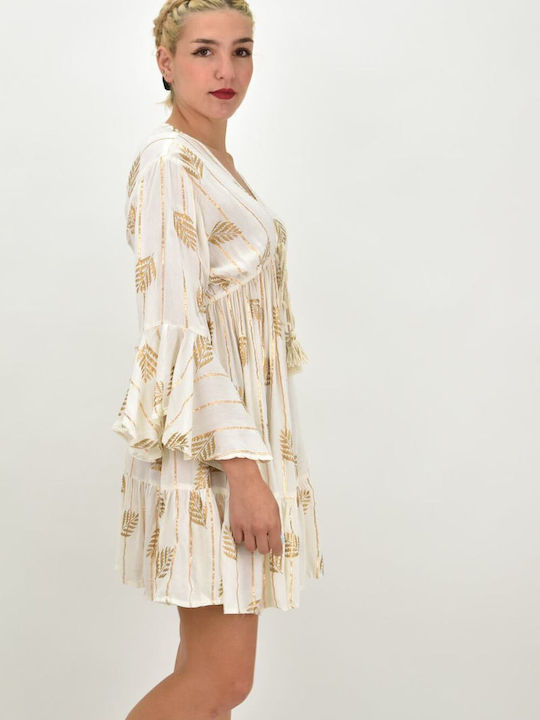Potre Feminin Scurt Caftan de Plajă Auriu