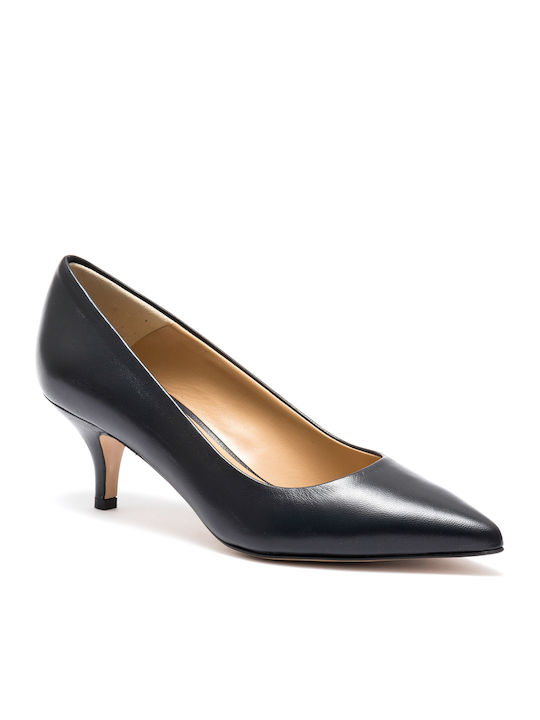 Philippe Lang Leather Pointed Toe Navy Blue Heels