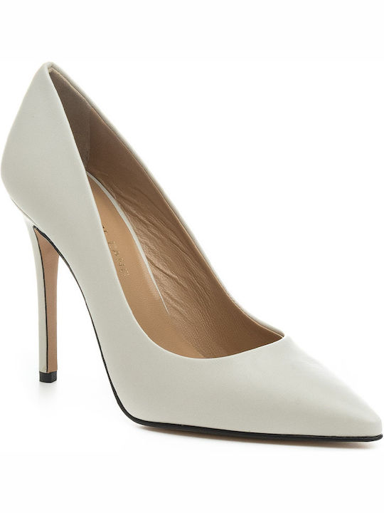 Philippe Lang Leather Pointed Toe White Heels