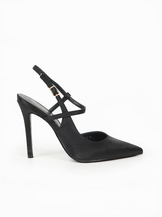 Piazza Shoes Pointed Toe Black Heels with Strap