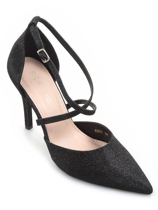 Fshoes Leder Pumps mit Stiletto-Absatz & Riemchen Schwarz