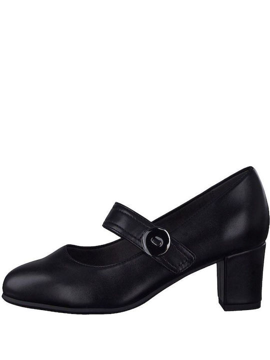 Jana Anatomic Synthetic Leather Black Medium Heels