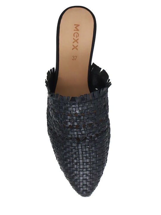 Flat Δερμάτινα Mules σε Μαύρο Χρώμα
