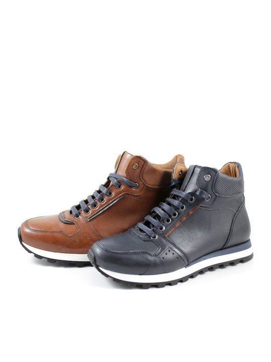 Leather Navy Blue Men's Boots