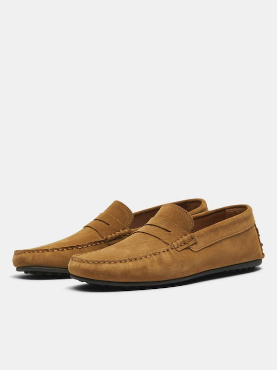 Selected Men's Suede Loafers Tabac Brown