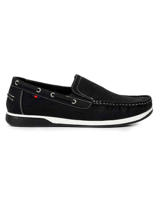 Piazza Shoes Suede Ανδρικά Loafers σε Μαύρο Χρώμα