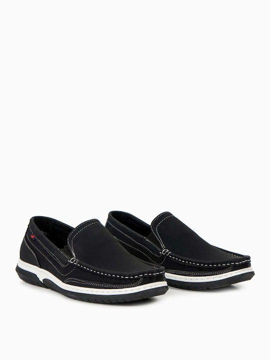 Piazza Shoes Suede Ανδρικά Loafers σε Μαύρο Χρώμα