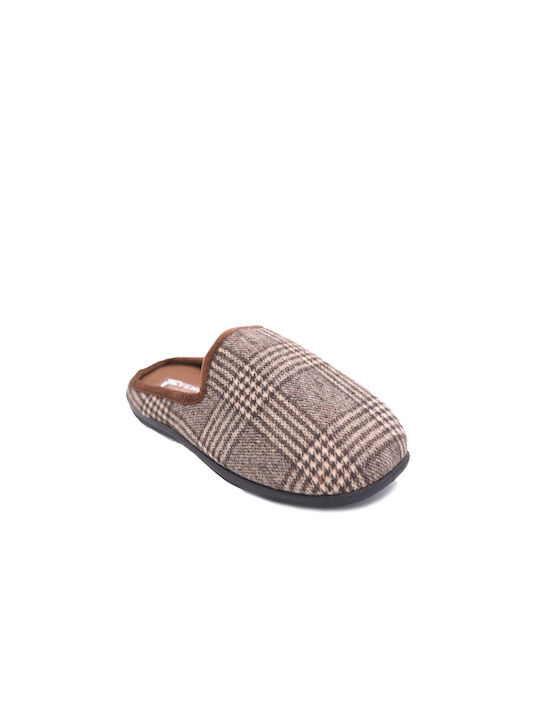 Plato Men's Printed Slippers Brown