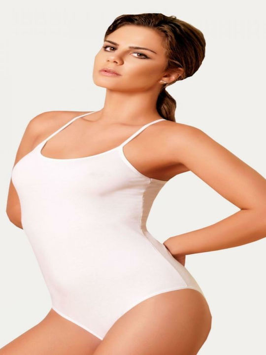 Berrak Lingerie Spaghetti Strap Bodysuit White