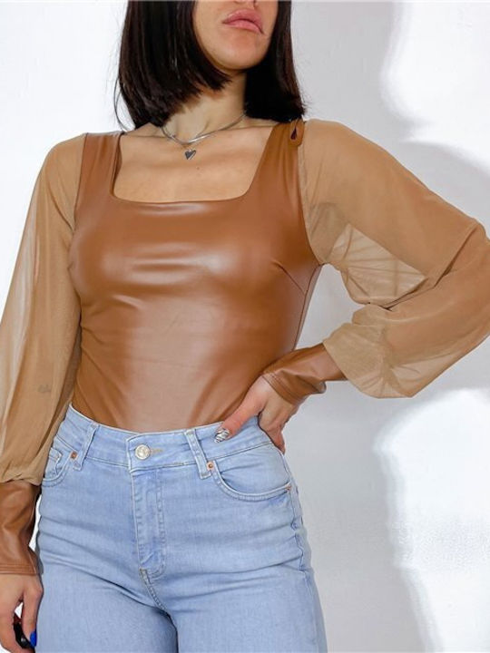 Chica Long Sleeve Bodysuit Brown