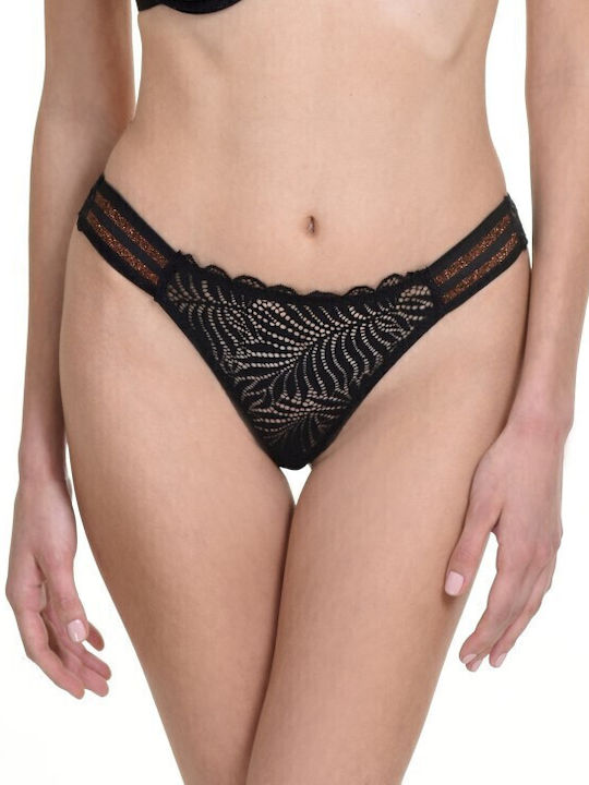 Miss Rosy Lace Underwear Set with Bra & Brazil Black