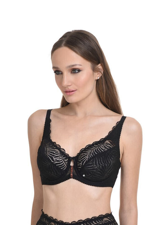 Miss Rosy Lace Underwear Set with Bra & Boxer Black