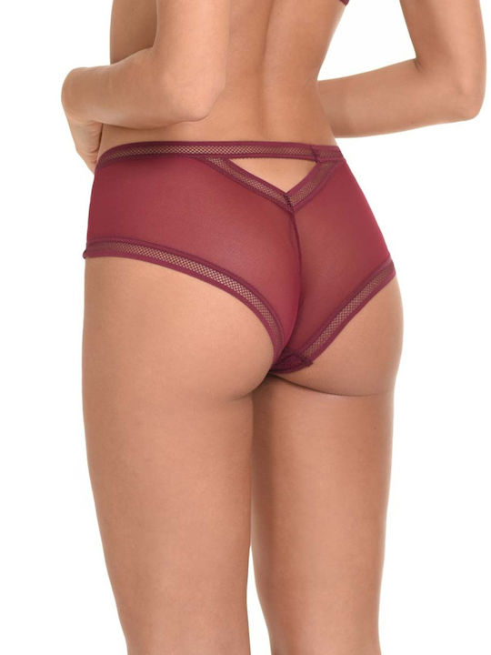 Miss Rosy Δαντελένιο Σετ Εσωρούχων Σουτιέν με Boxer Μπορντό