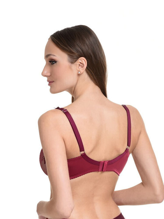 Miss Rosy Δαντελένιο Σετ Εσωρούχων Σουτιέν με Boxer Μπορντό