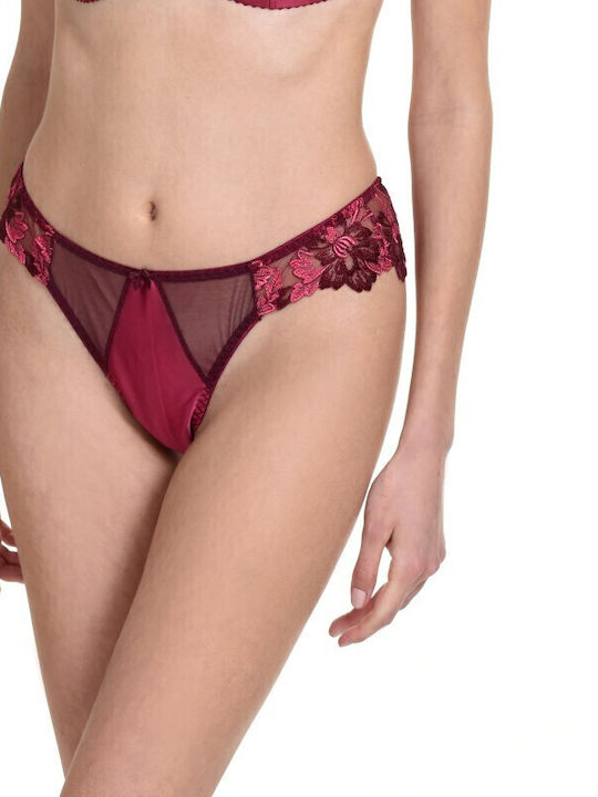 Miss Rosy Lace Underwear Set with Bra & Brazil Burgundy