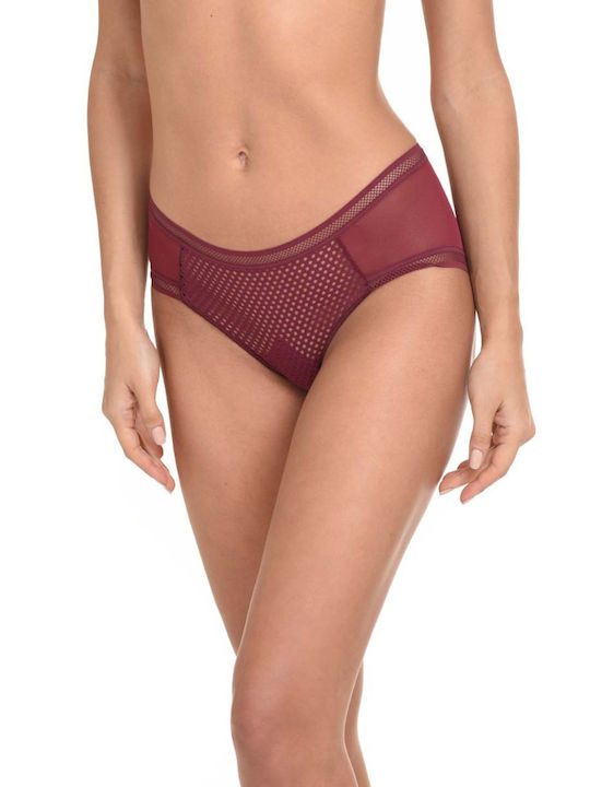 Miss Rosy Δαντελένιο Σετ Εσωρούχων Σουτιέν με Boxer Μπορντό