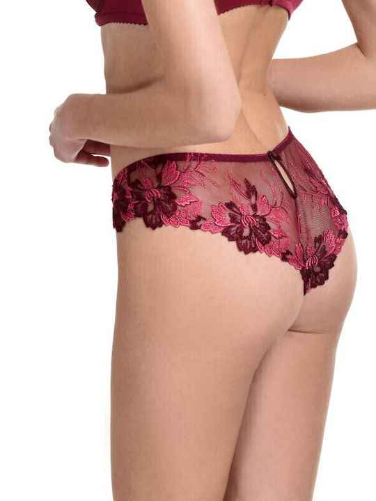 Miss Rosy Lace Underwear Set with Bra & Brazil Burgundy