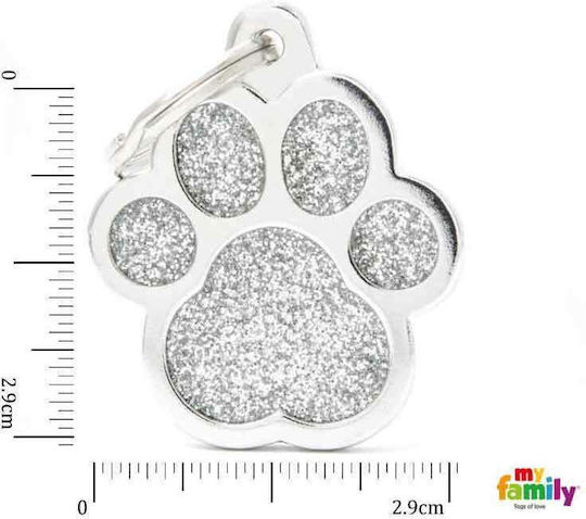 My Family SHINE Hundemarke Pfote Gray Metall Groß