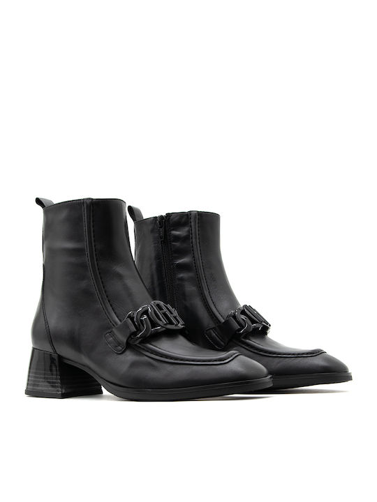 SOHO Leather Women's Ankle Boots with Medium Heel Black