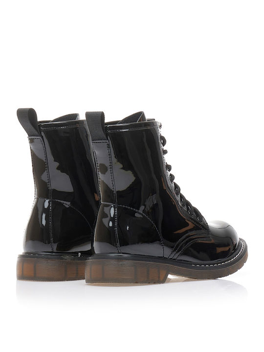 Women's Patent Leather Ankle Boots Black