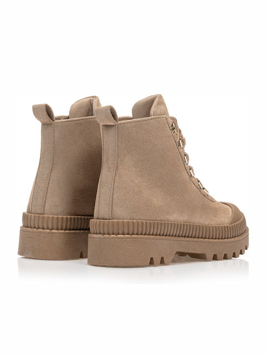 Wildleder Stiefeletten Damen Beige