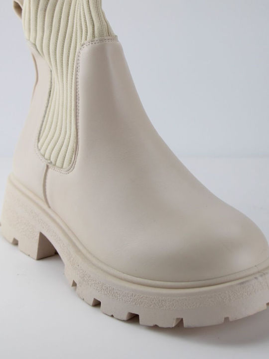 Plato Damen Knöchelstiefel Beige