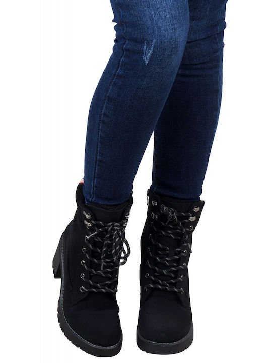 G Secret Women's Combat Boots with Fur Black