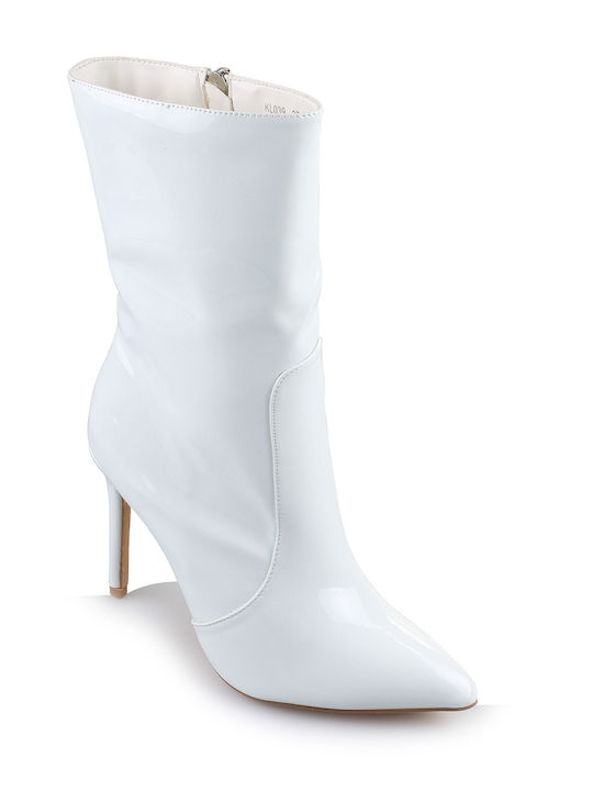 Fshoes Women's Patent Leather Boots White