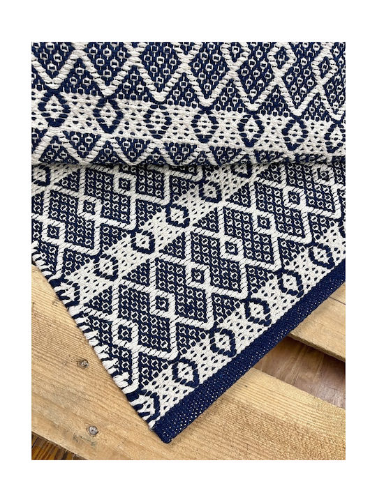Koulis Carpets Summer Cotton Bedroom Rugs Set Blue 0018-00005-070 3pcs