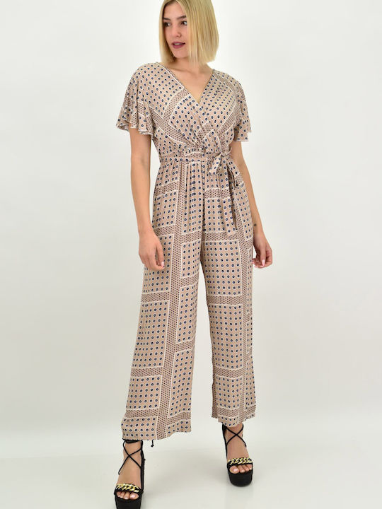 Women's Sleeveless One-piece Suit Beige