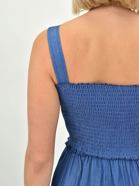 Women's Denim One-piece Suit Navy Blue