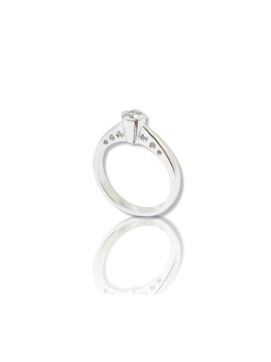 Mentzos Single Stone from White Gold 18K with Diamond