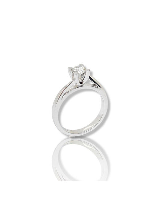 Mentzos Single Stone from White Gold 18K with Diamond