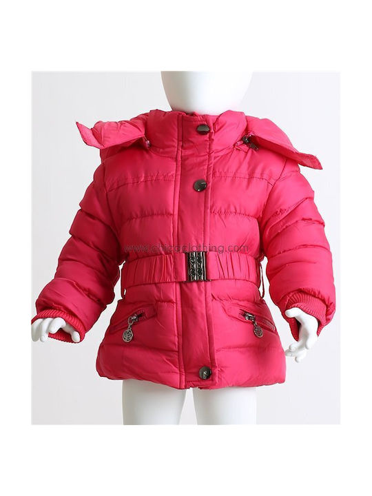 Chica Girls Quilted Coat Fuchsia with Ηood