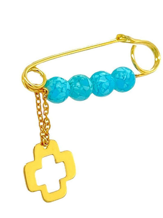 Xryseio Kinder Sicherheitsnadel aus Gold 14K mit Kreuz Xryseio Kinder Sicherheitsnadel aus Gold 14K mit Kreuz