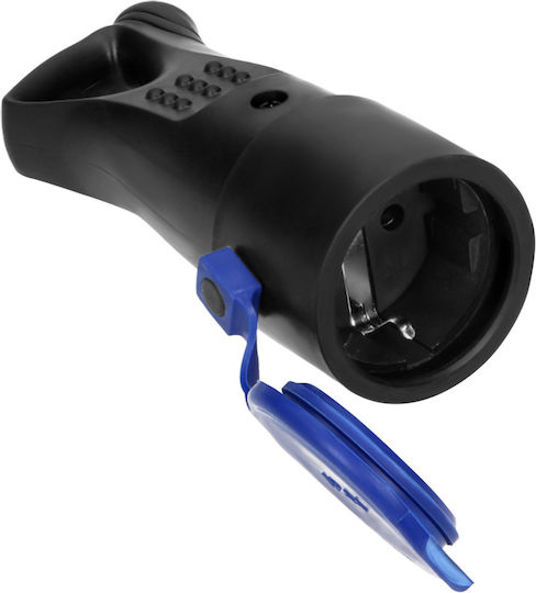 Orno Wasserdicht Stecker Weiblich Schuko mit Ring und Deckel Schwarz
