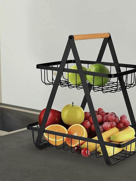 Obstschale Metallisch 2 Niveaus Schwarz 27x17x29.5cm